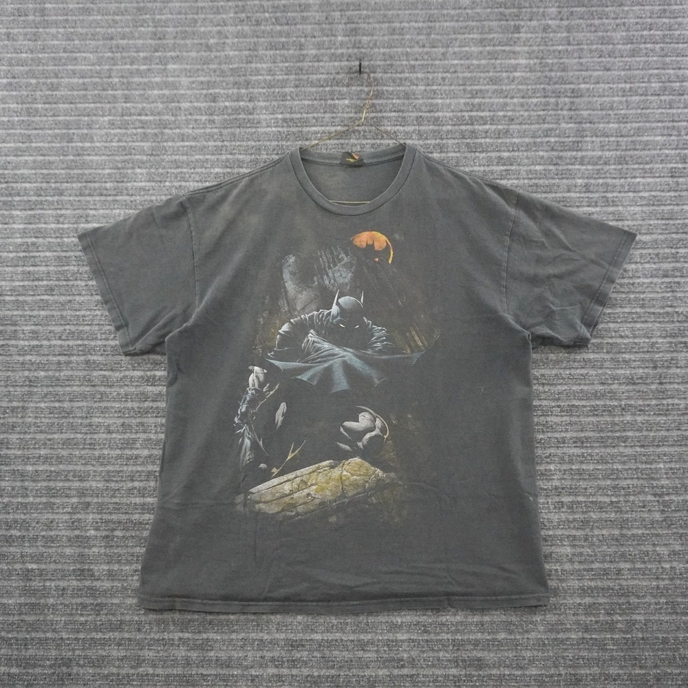 Vintage 00s Batman Graphic T-Shirt Mens L Black Faded Distressed DC Comics